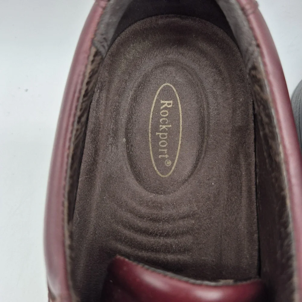 Rockport Shoes Mens Size 10.5 Red Leather Cap Toe Oxford Dress Lace Up M4347‎